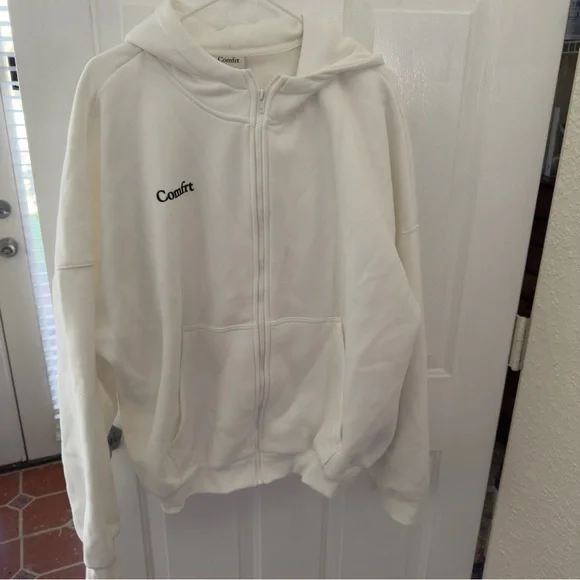 Set -2 !! M Comfrt White Zip-Up Hoodie and sweatpants M - Picture 2 of 9